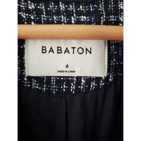 Babaton Kilburn Double Breasted Metallic Tweed Blazer Blue Size 6 - Picture 9 of 11